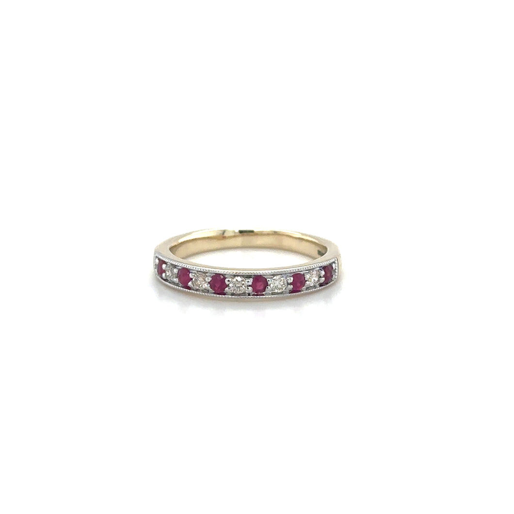 9ct Yellow Gold Ruby And Diamond Ring