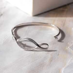 Entwine Twine Twist Pavé Hinged Bangle