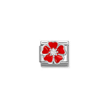 Load image into Gallery viewer, Composable Classic Link Red Flower With White In Silver And Enamel
