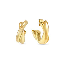 Load image into Gallery viewer, Ecclectica Earrings - Crisscross Hoops Yellow PVD
