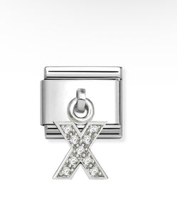 Composable Classic Link Letter X Pendant In Silver And Stones