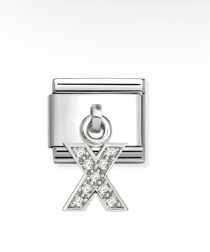 Composable Classic Link Letter X Pendant In Silver And Stones