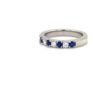 Platinum Sapphire And Diamond Half Eternity Ring