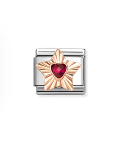 Composable Classic Link Bonded Rose Gold Diamond Etched Star Red CZ