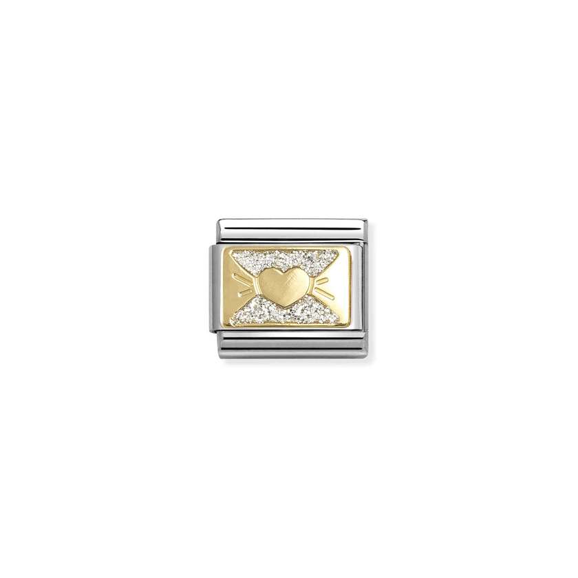 Composable Classic Link Bonded Yellow Gold And Enamel Silver Glitter Bow
