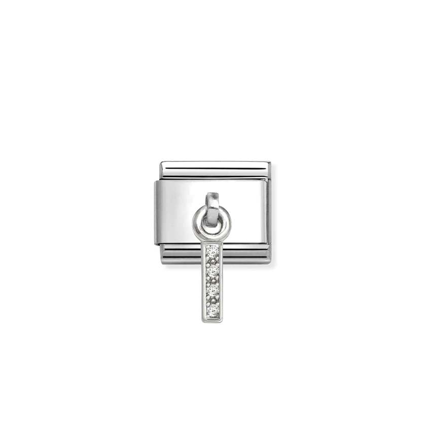 Composable Classic Link Letter I Pendant In Silver And Stones