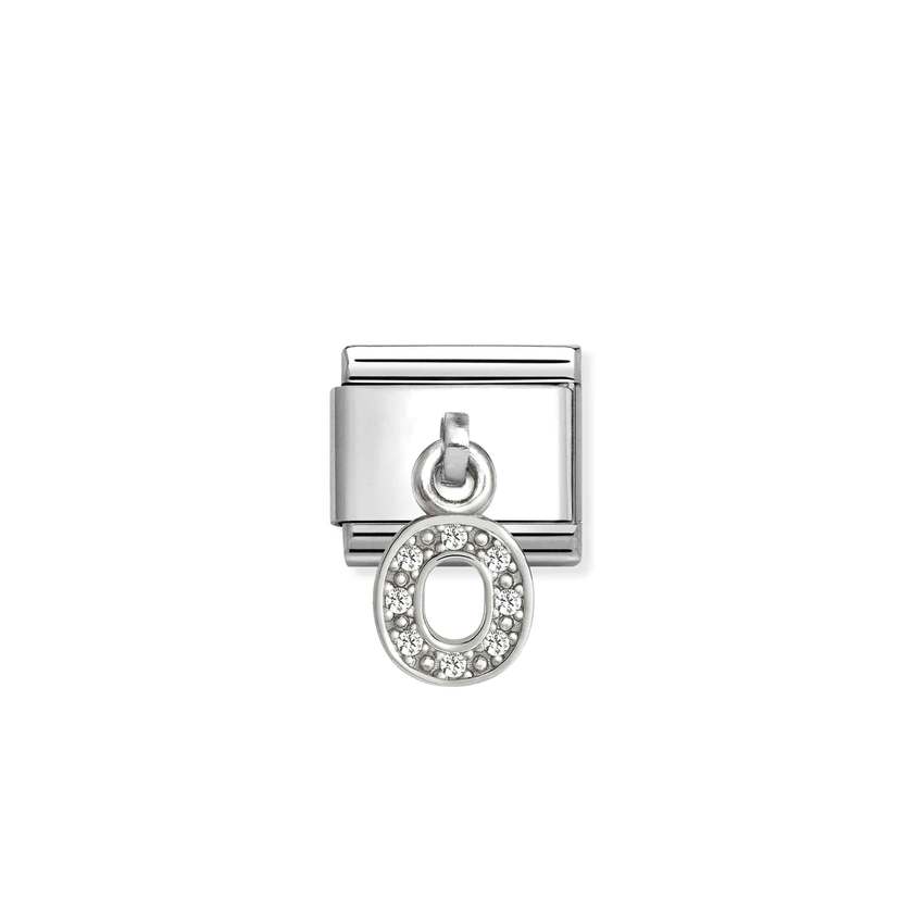 Composable Classic Link Letter O Pendant In Silver And Stones