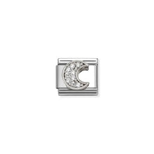 Load image into Gallery viewer, Composable Classic Link Moon In Silver And Clear CZ
