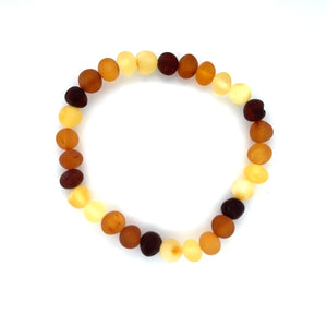 Opaque Multi Colour Amber Round Bead Bracelet