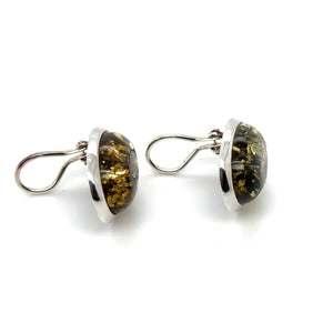 Oval Green Amber Clip Earrings