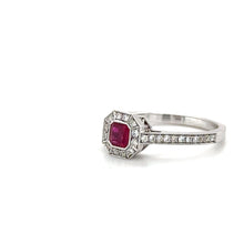 Load image into Gallery viewer, 18ct White Gold Asscher Cut Ruby And Diamond Ring
