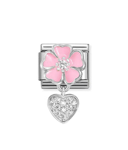 Composable Classic Link Silver Flower And Heart