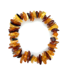 Multi Colour Amber Flat Bead Bracelet