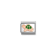 Load image into Gallery viewer, Composable Classic Link Bonded Rose Gold Turtle With Green Glitter

