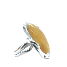 Load image into Gallery viewer, Silver And Oval Butterscotch Colour Amber Ring
