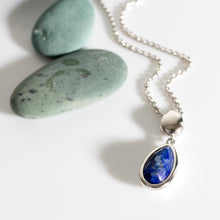 Load image into Gallery viewer, Coast Pebble Azure Gemstone Duo Droplet Necklace - Lapis Lazuli
