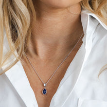 Load image into Gallery viewer, Coast Pebble Azure Gemstone Duo Droplet Necklace - Lapis Lazuli
