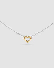 Load image into Gallery viewer, Love Silver Heart Golden Fine Outline Two-Tone Mini Necklet

