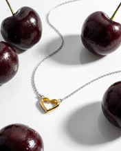 Load image into Gallery viewer, Love Silver Heart Golden Fine Outline Two-Tone Mini Necklet
