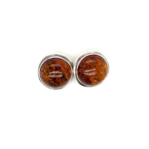 Round Amber Clip Earrings