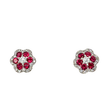 Load image into Gallery viewer, 18ct Gold Ruby And Diamond Stud Earrings
