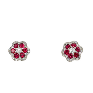 18ct Gold Ruby And Diamond Stud Earrings