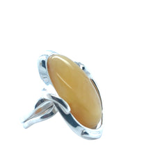 Load image into Gallery viewer, Silver And Oval Butterscotch Colour Amber Ring
