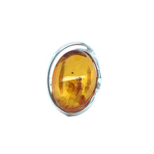 Load image into Gallery viewer, Silver And Oval Amber Ring
