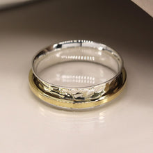 Load image into Gallery viewer, Fine Band Sterling Silver Spinning Ring With Brass
