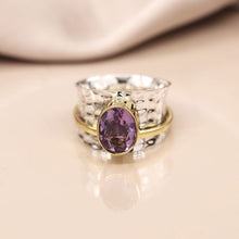 Load image into Gallery viewer, Sterling Silver Spinning Ring With Amethyst
