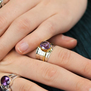 Sterling Silver Spinning Ring With Amethyst