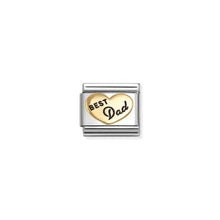 Load image into Gallery viewer, Composable Classic Link Gold And Enamel Best Dad Heart
