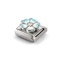 Load image into Gallery viewer, Composable Classic Link Blue Shaded Flower White In Silver And Enamel
