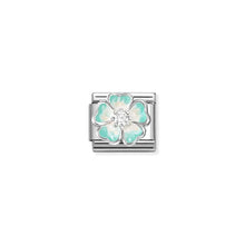 Load image into Gallery viewer, Composable Classic Link Green Shaded Flower White In Silver And Enamel
