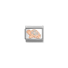 Load image into Gallery viewer, Composable Classic Link Bonded Rose Gold Turtle With Silver Glitter
