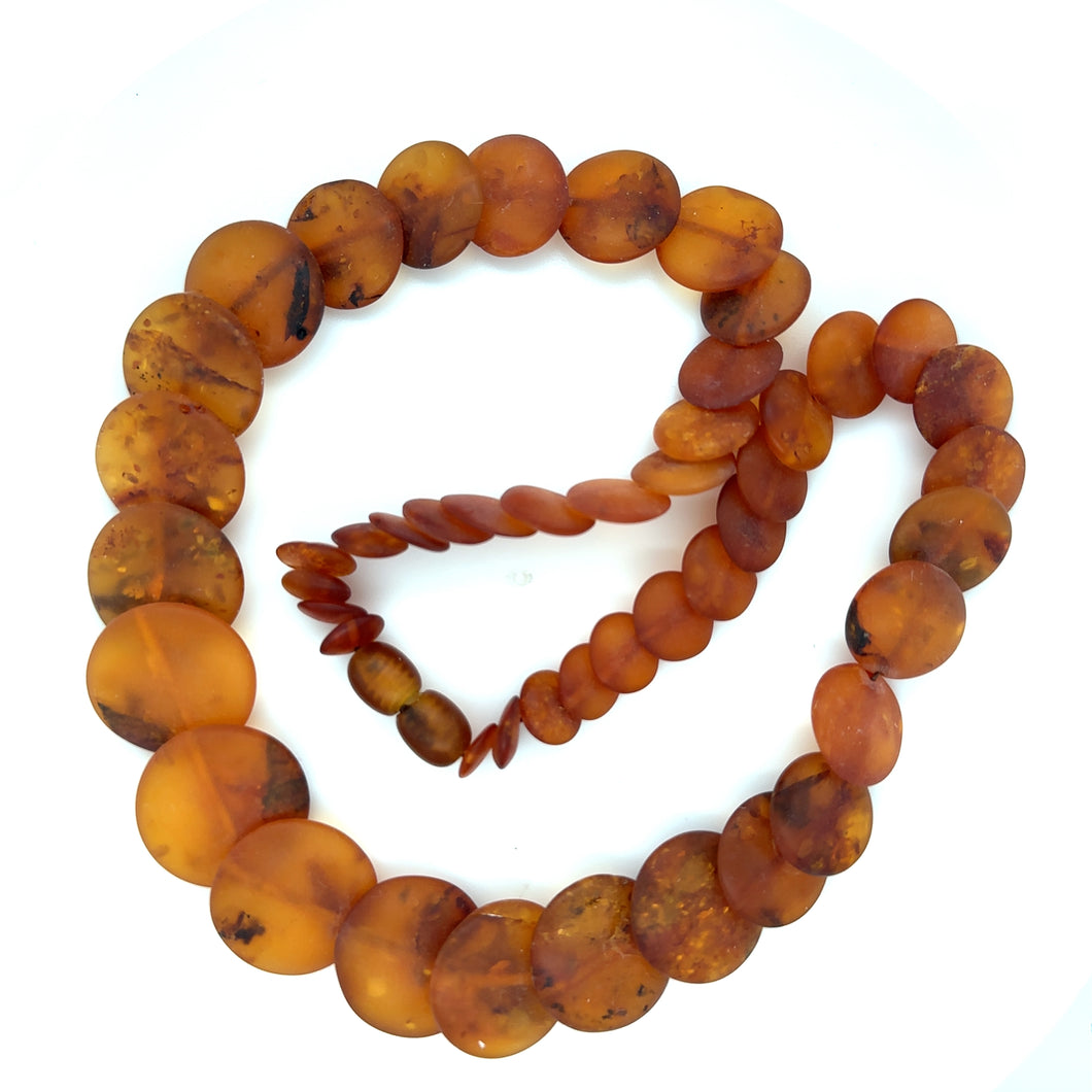 Semi-Opaque Amber Flat Disc Necklace