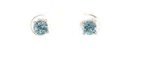 9ct White Gold Round Faceted Aquamarine Earrings