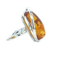 Load image into Gallery viewer, Silver And Oval Amber Ring
