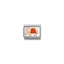Load image into Gallery viewer, Composable Classic Link Bonded Rose Gold Elephant With Red Glitter
