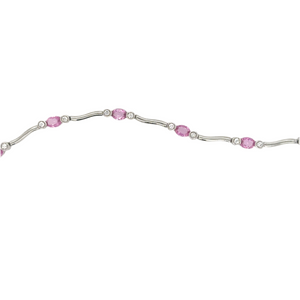 18ct White Gold Pink Sapphire And Diamond Bracelet