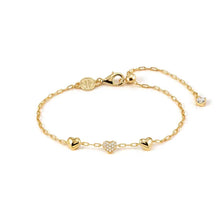 Load image into Gallery viewer, Precious Moves Bracelet - 18K Gold Plated Clear Cubic Zirconia Hearts
