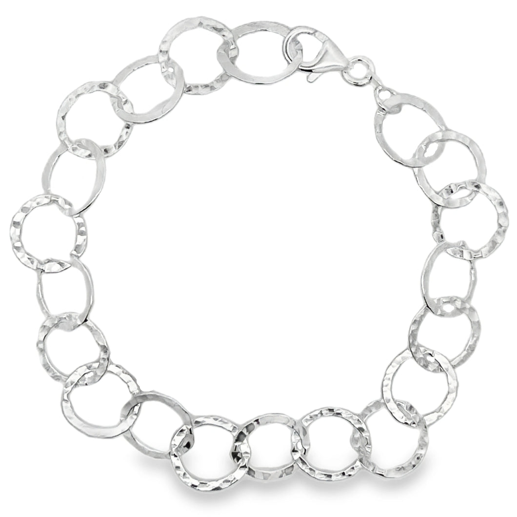 Silver Hammered Circles Bracelet