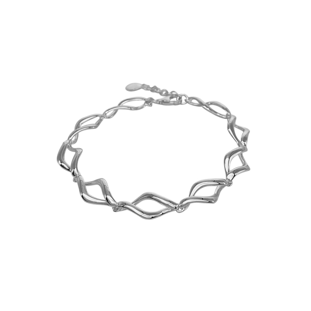 Silver Twisted Marquise Link Bracelet