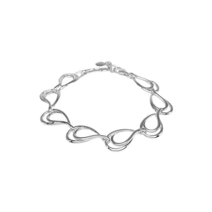 Silver Double Pear Shaped Link Bracelet