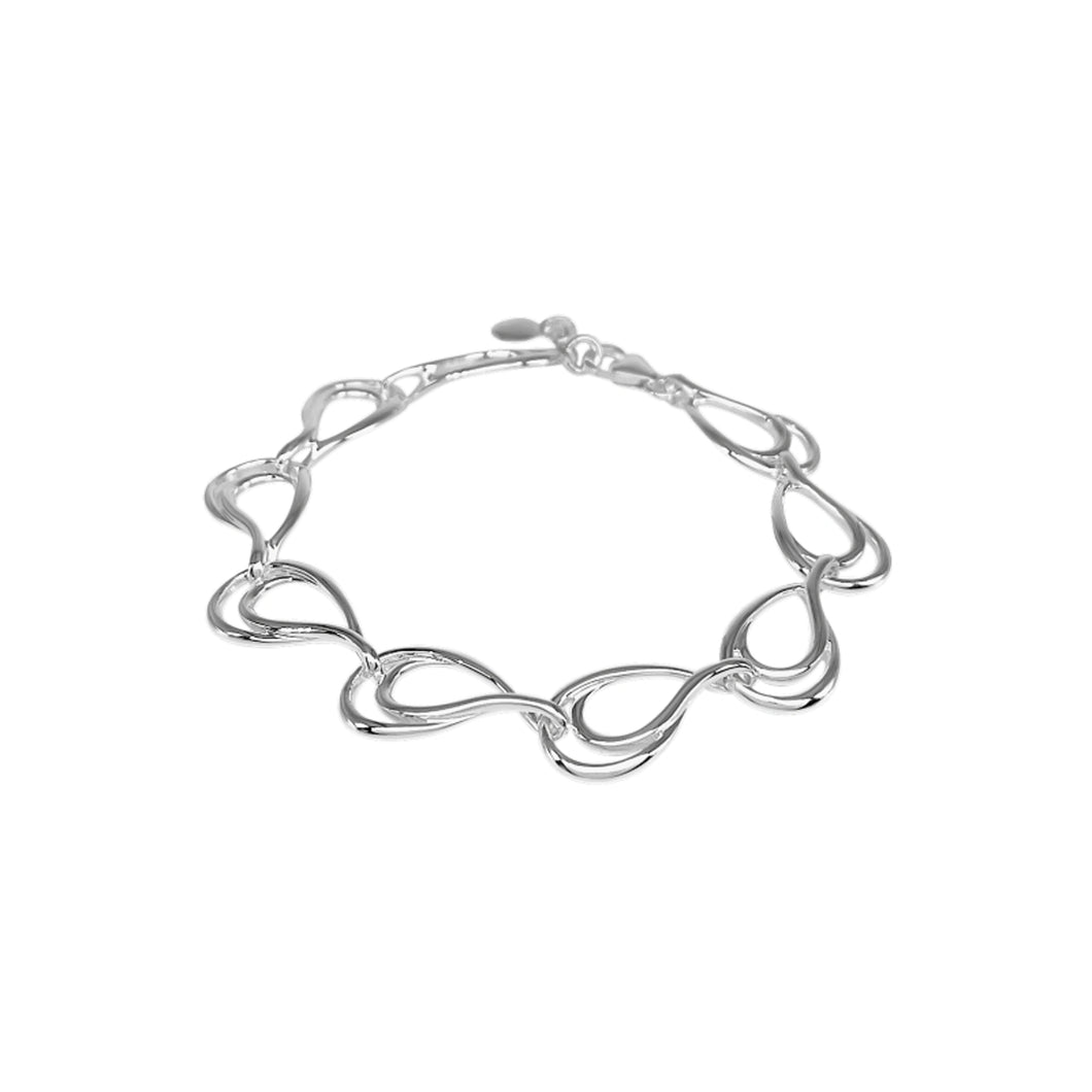 Silver Double Pear Shaped Link Bracelet