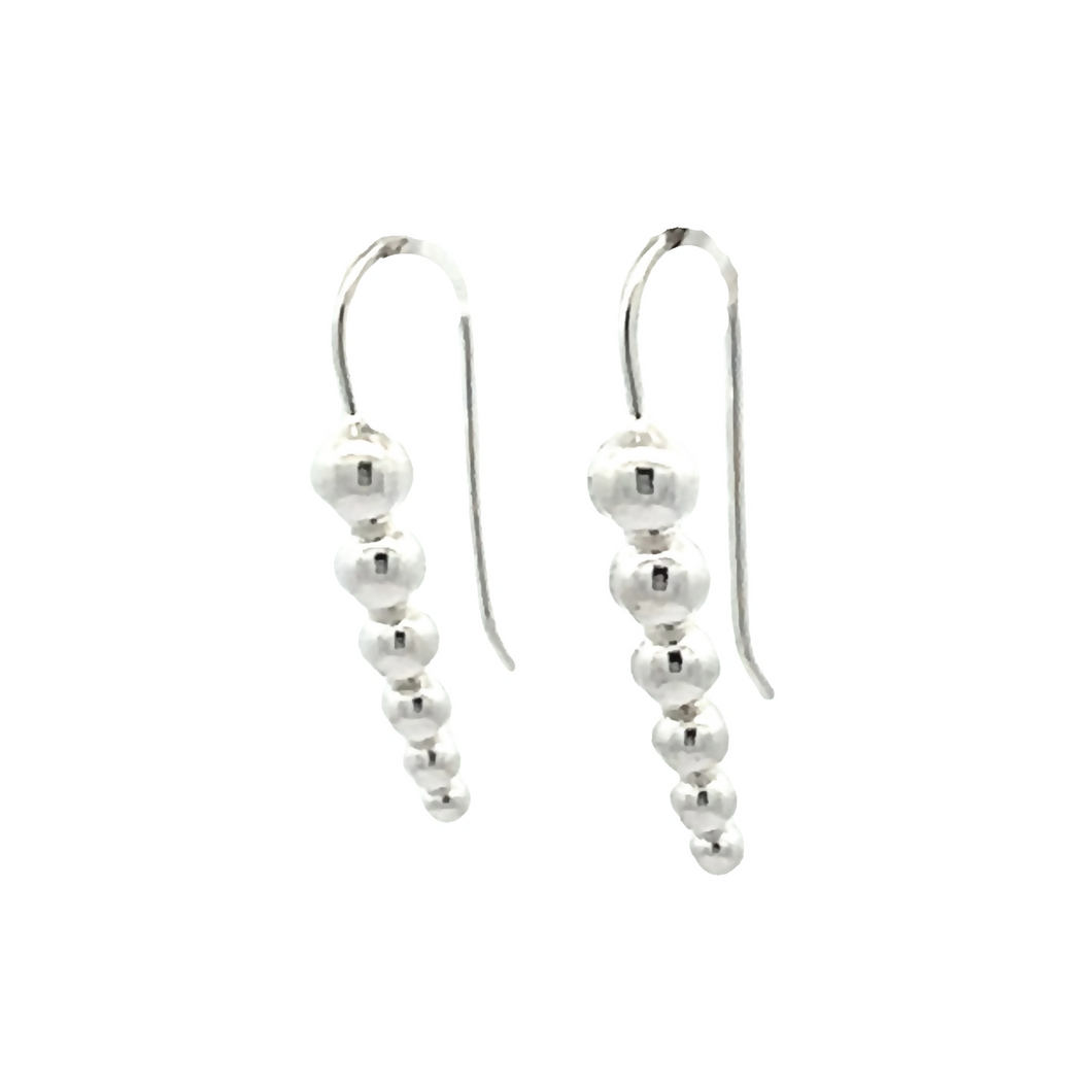 Silver Graduated Ball Drop Earrings