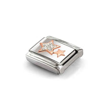 Load image into Gallery viewer, Composable Classic Link Bonded Rose Gold Stars With Glitter
