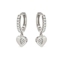 Load image into Gallery viewer, Petit Sparkle Hoop Earrings - Heart Silver
