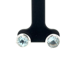 Sterling Silver And Blue Topaz Stud Earrings