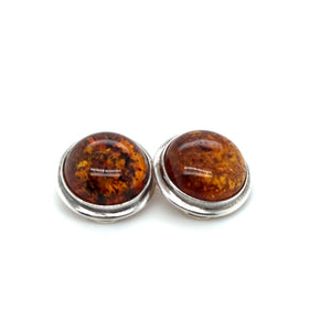 Round Amber Clip Earrings